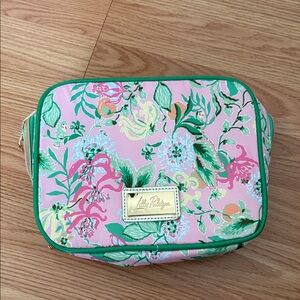 Lilly Pulitzer Pink and Green Floral Cosmetic Bag or lunchbox